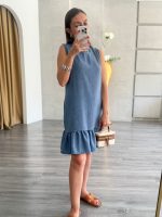 Kolsuz Bisiklet Yaka Fırfırlı Elbise